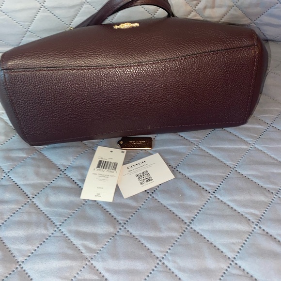 Coach Brown Leather Tote Bag with Gold Chain Handles - Picture 7 of 9